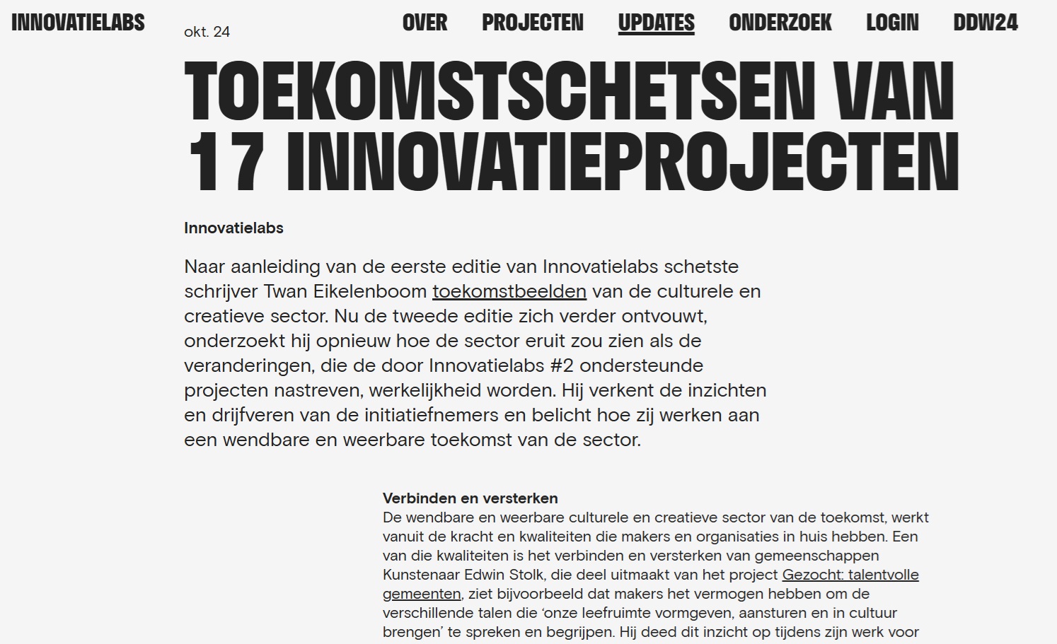 Toekomstschetsen van 17 innovatieprojecten – geschreven door Twan Eikelenboom